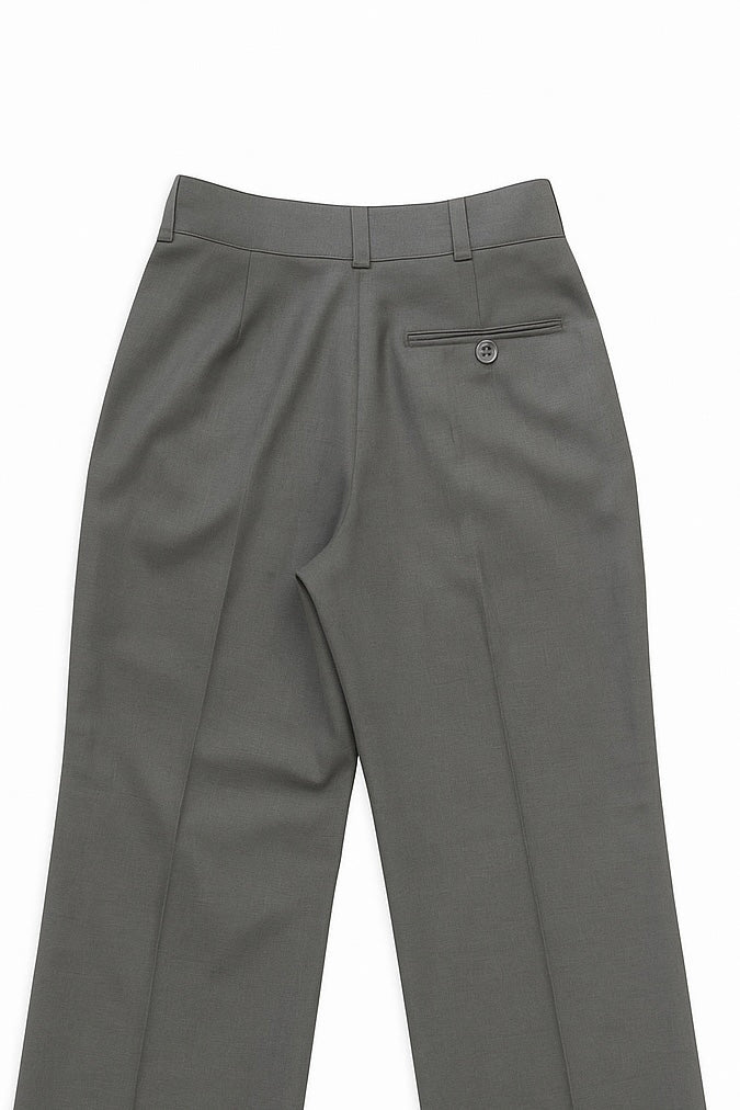 WOMEN'S GRAY STRAIGHT FIT SINGLE PLEATED TROUSER