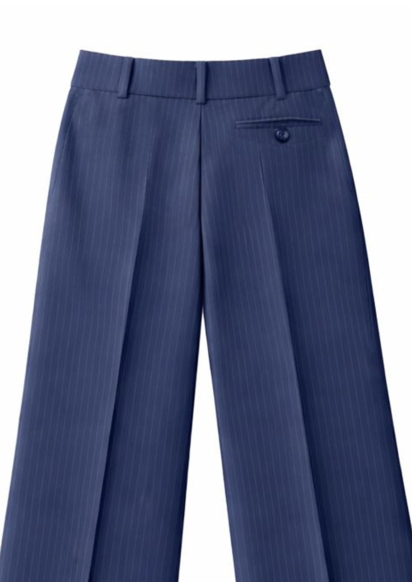 MEN'S NAVY BLUE STRIPE STRAIGHT FIT SINGLE PLEATED TROUSER