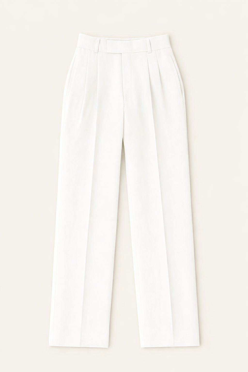 WOMEN'S WHITE KOREAN FABRIC DUBBLE PLEATED TROUSER