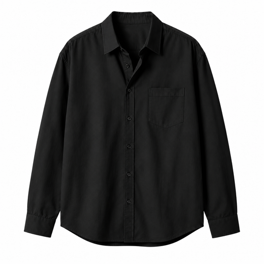 Men’s Relaxed Fit Cotton Black Shirt