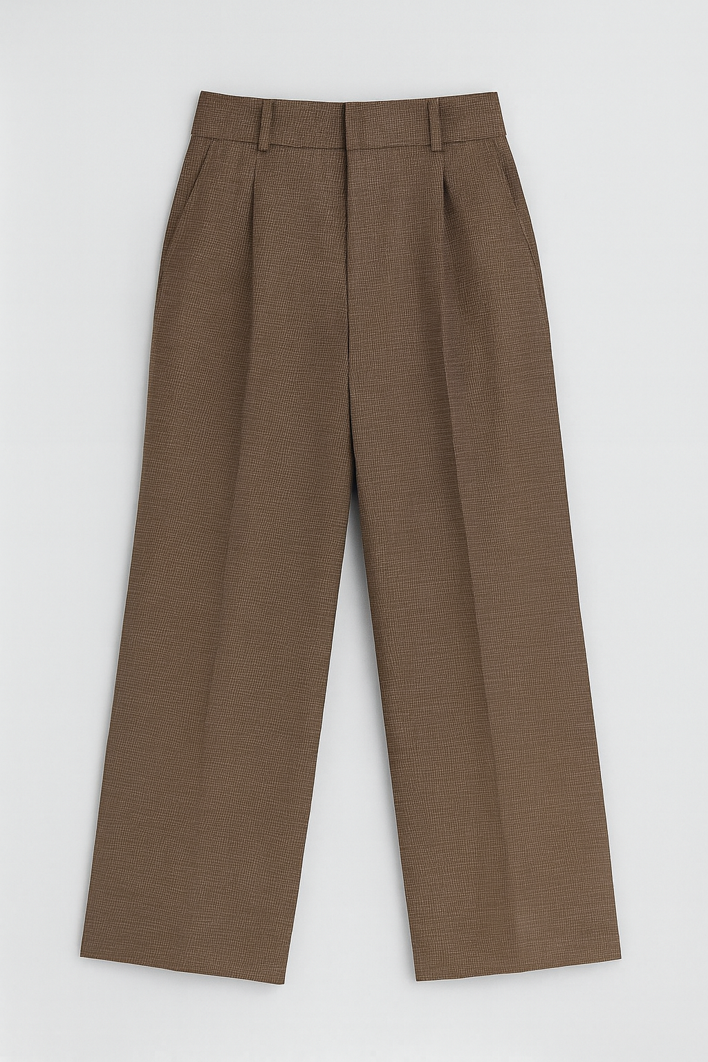 CLASSIC SINGLE-PLEATED DARK BROWN STRAIGHT FIT TROUSER