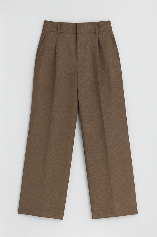 CLASSIC SINGLE-PLEATED DARK BROWN STRAIGHT FIT TROUSER