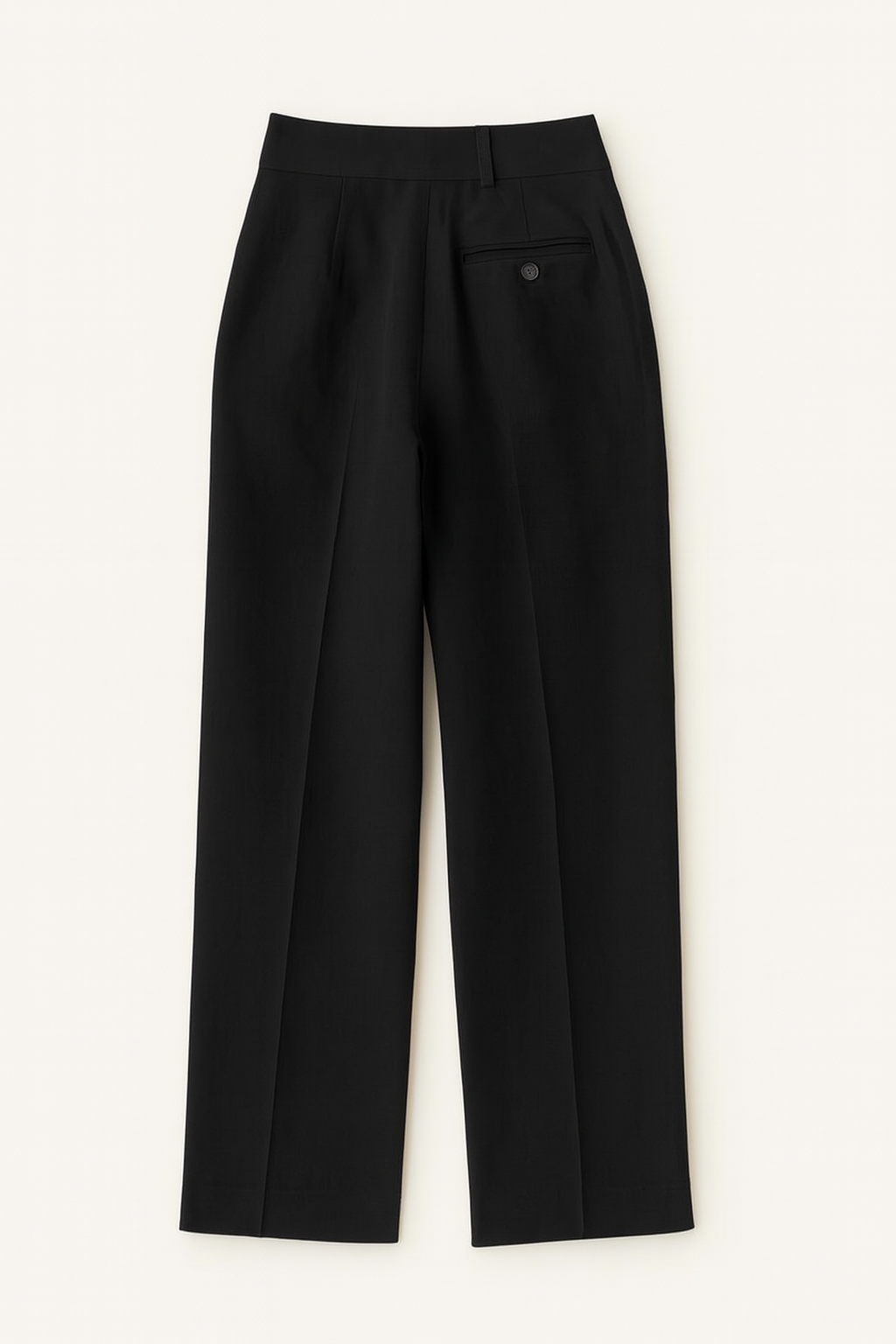 BLACK STRAIGHT FIT SINGLE PLEATED TROUSERS