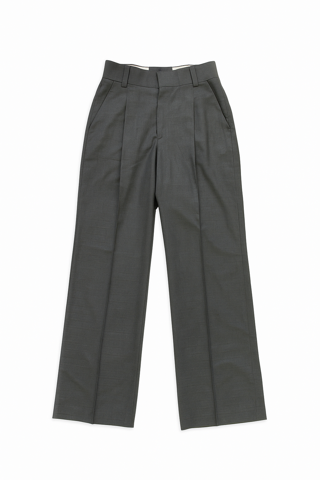 GRAY STRAIGHT FIT SINGLE PLEATED TROUSER