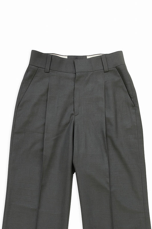 GRAY STRAIGHT FIT SINGLE PLEATED TROUSER