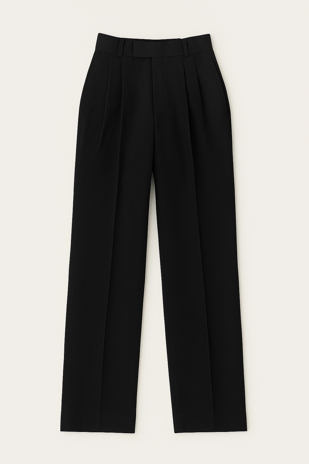 BLACK KOREAN FABRIC DUBBLE PLEATED TROUSER