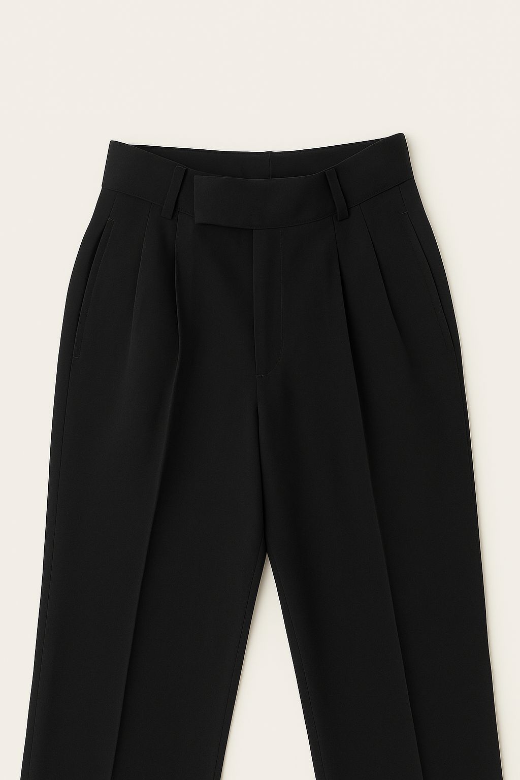 BLACK KOREAN FABRIC DUBBLE PLEATED TROUSER