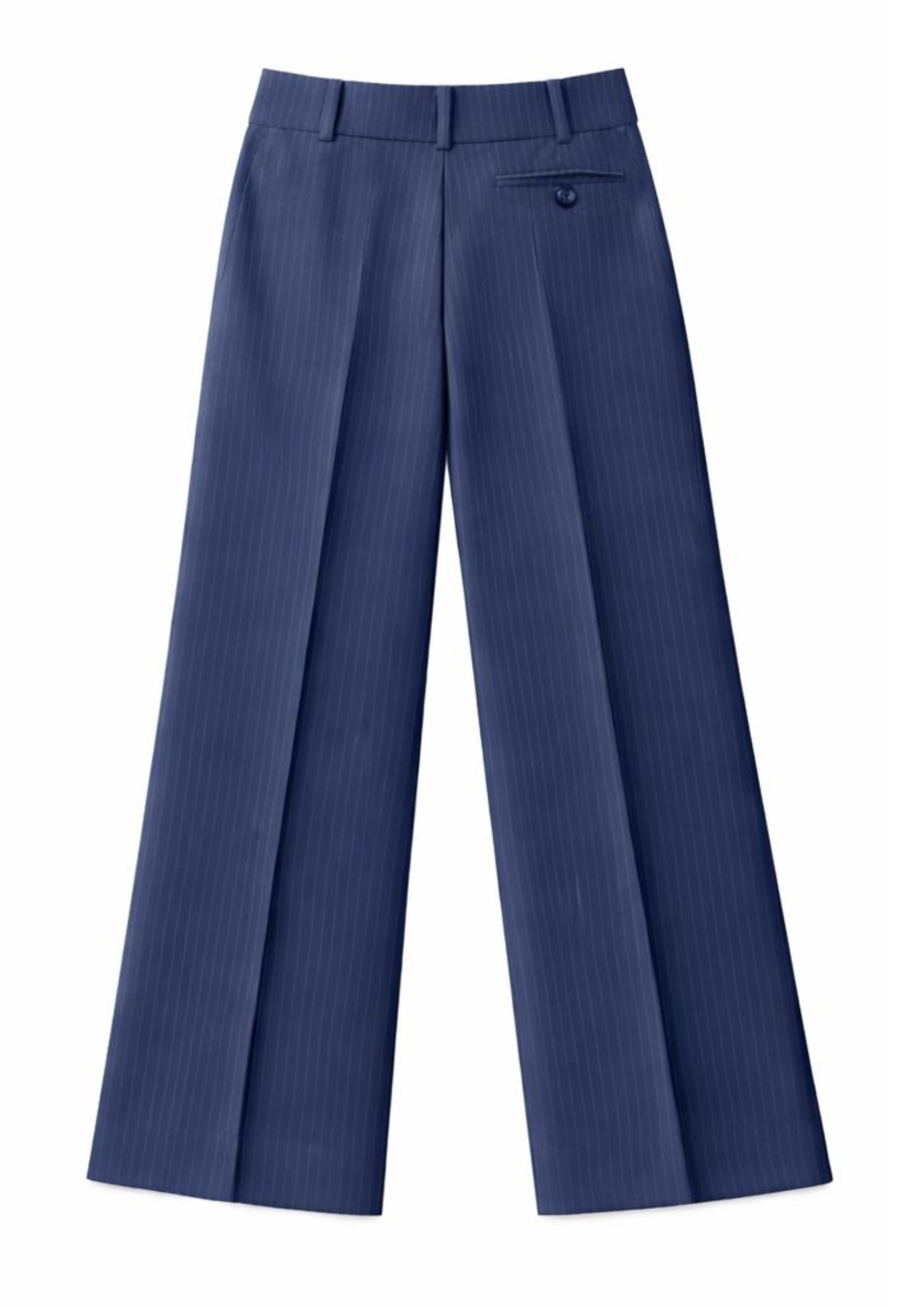 MEN'S NAVY BLUE STRIPE STRAIGHT FIT SINGLE PLEATED TROUSER