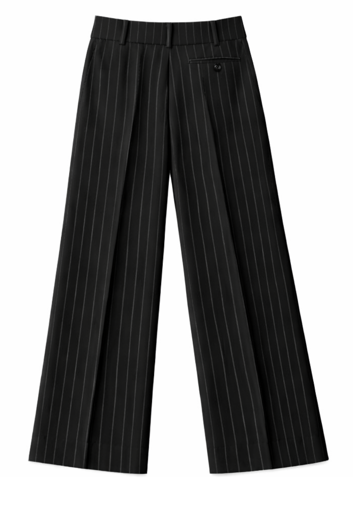 MEN'S BLACK STRIPE STRAIGHT FIT SINGLE PLEATED TROUSER